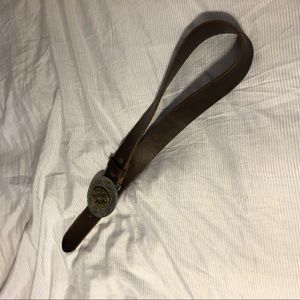 Genuine leather belt with buckle